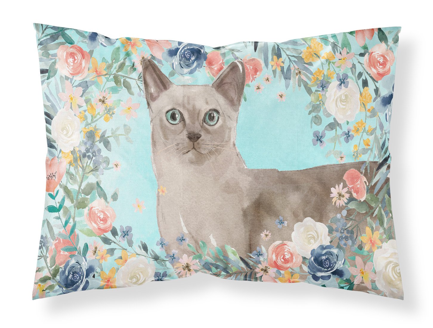 Caroline's Treasures Tonkinese Spring Flowers Standard Pillowcase – Artistic Decorative Front, White Back CK3400PILLOWCASE