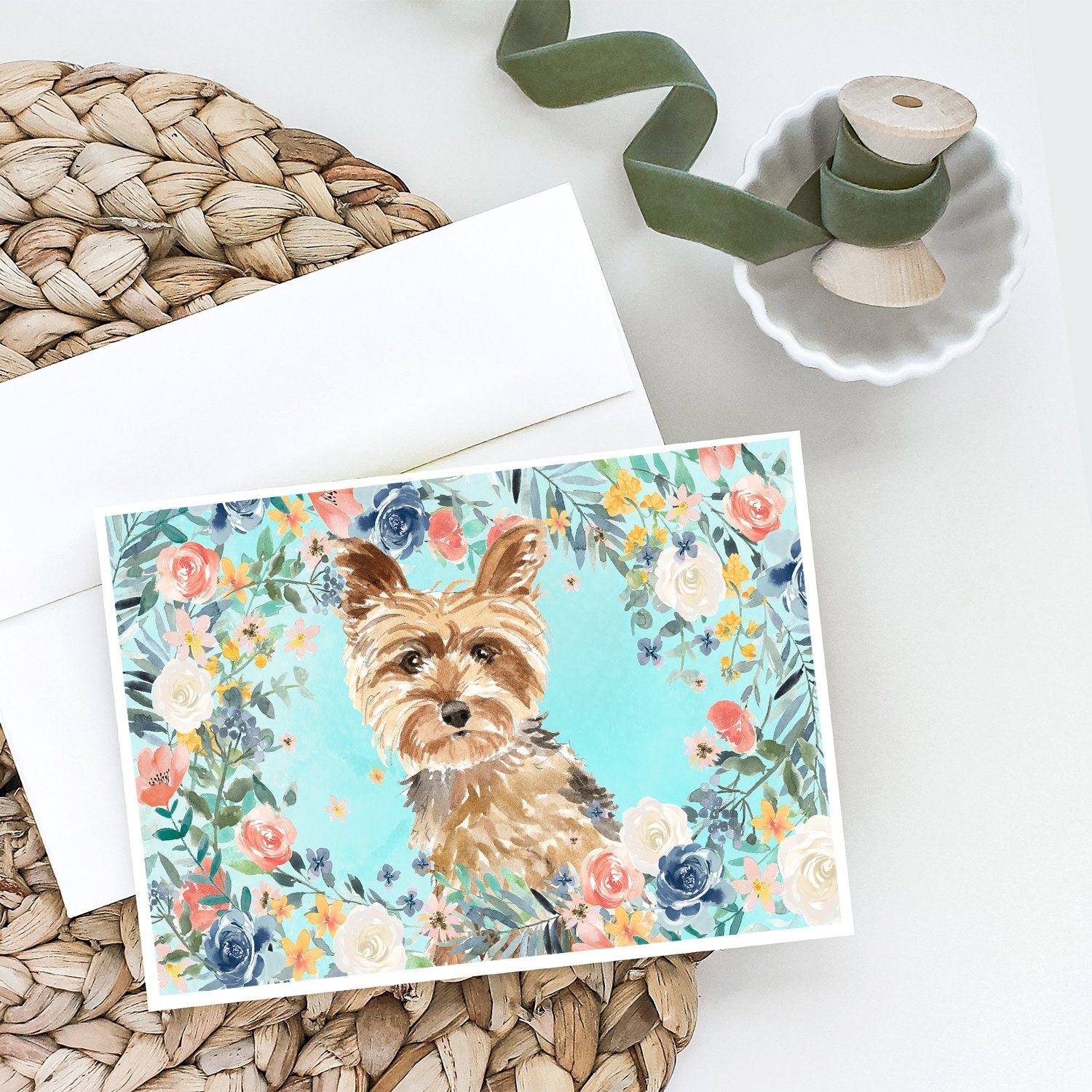 Yorkie Greeting Cards and Envelopes Pack of 8 - the-store.com