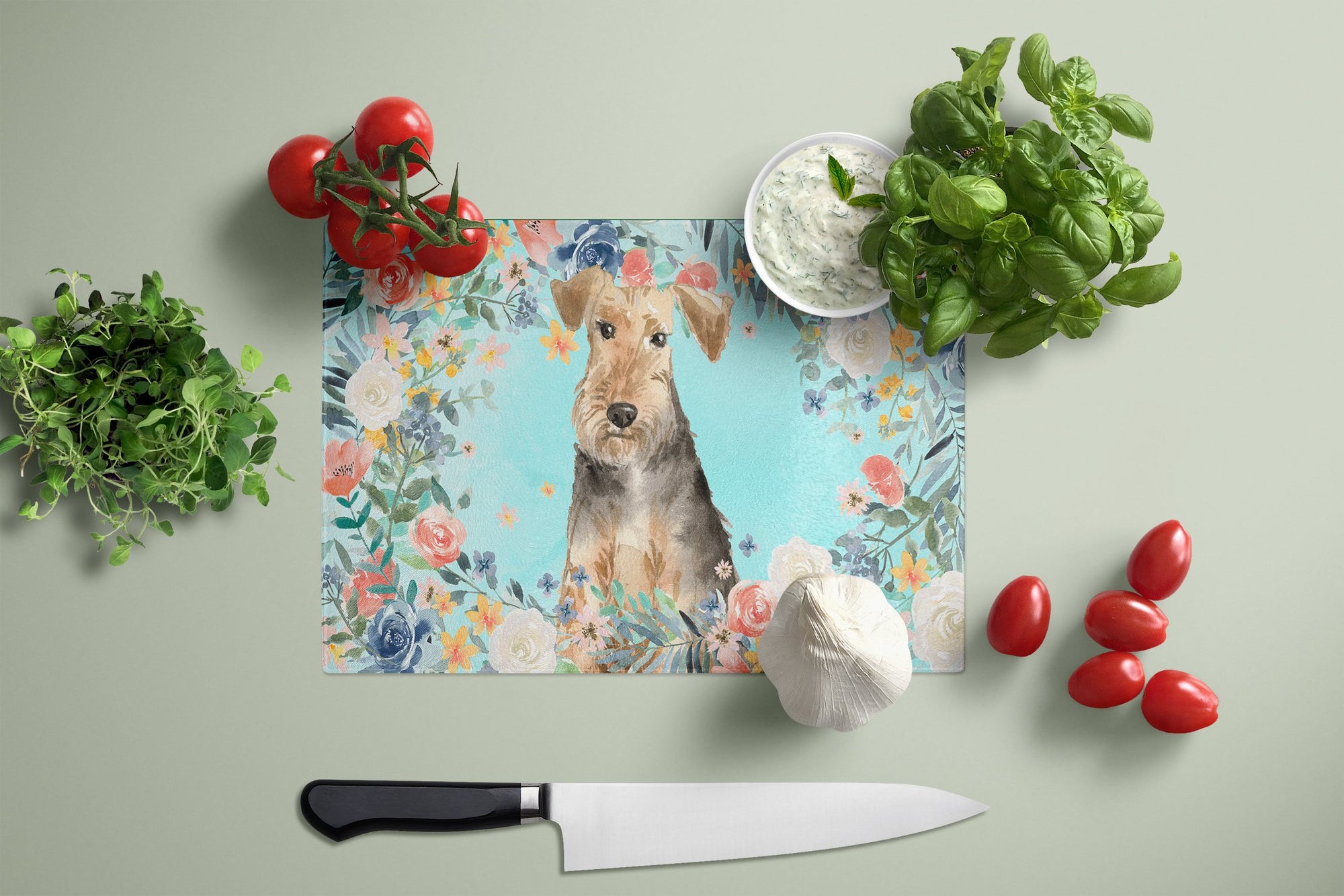 Airedale Terrier Glass Cutting Board Large CK3405LCB by Caroline's Treasures