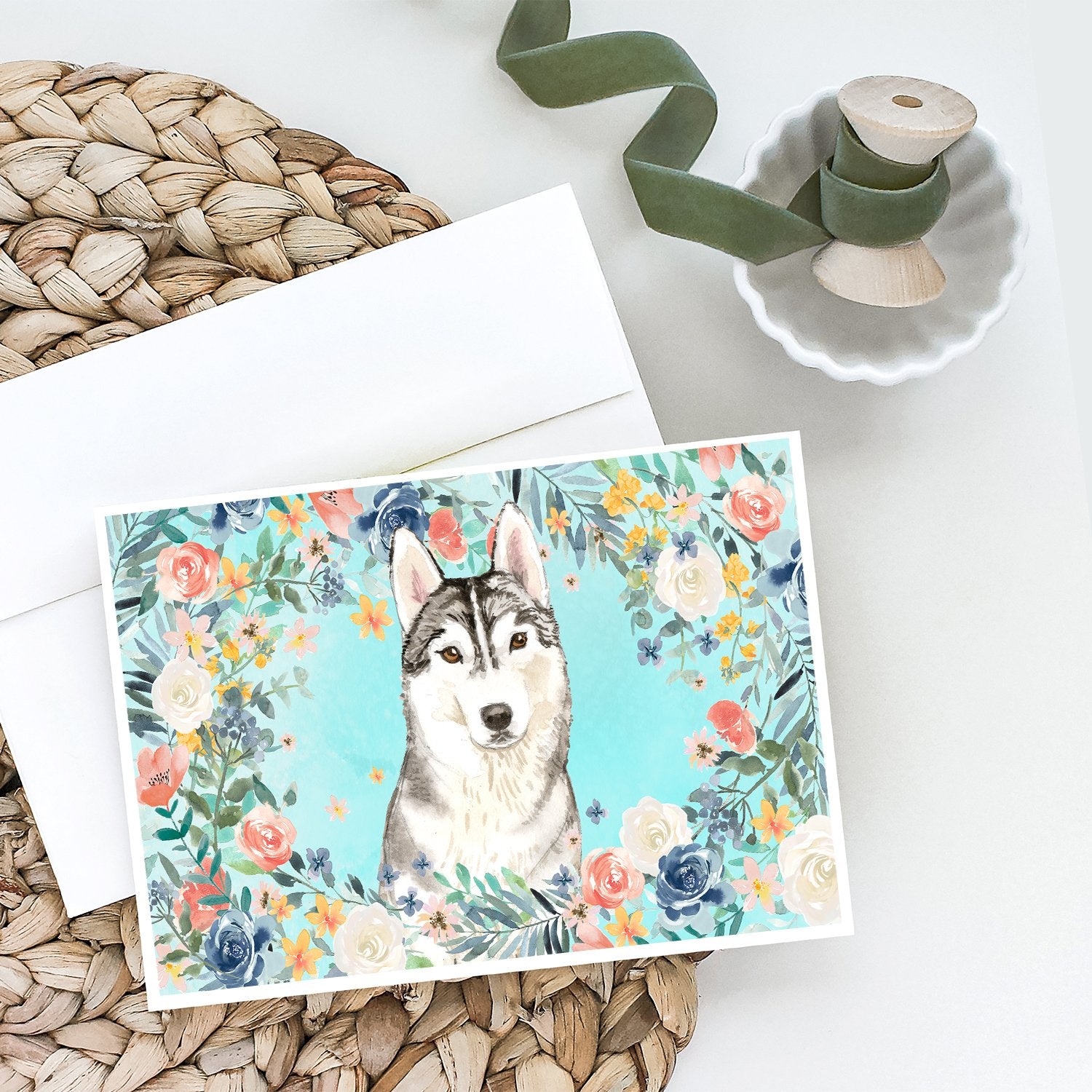 Siberian Husky Greeting Cards and Envelopes Pack of 8 - the-store.com