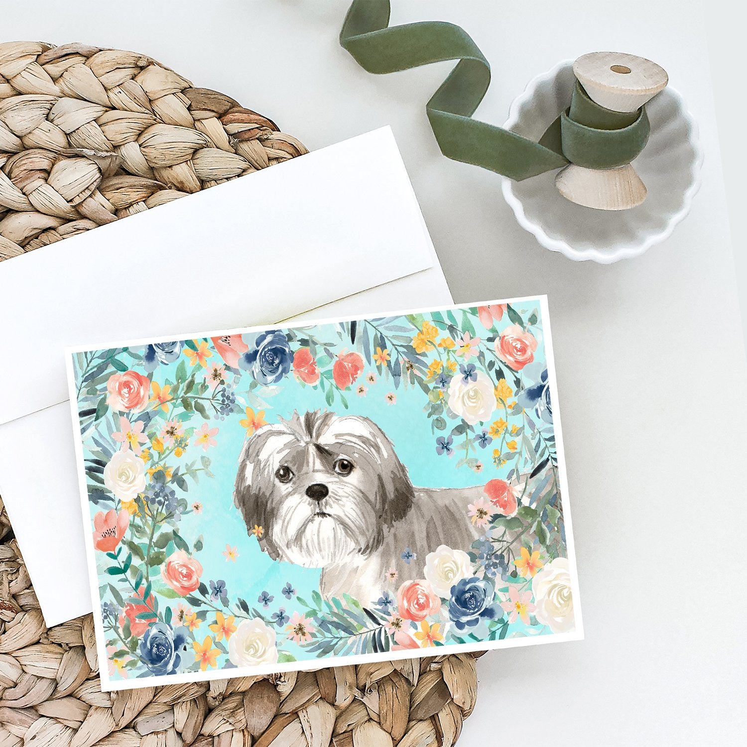 Shih Tzu Puppy Greeting Cards and Envelopes Pack of 8 - the-store.com