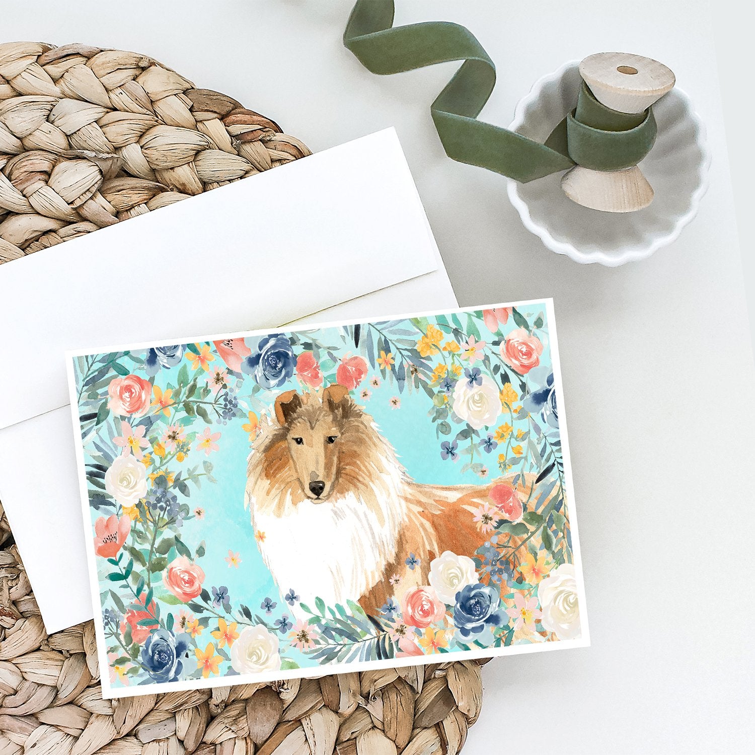 Collie Greeting Cards and Envelopes Pack of 8 - the-store.com