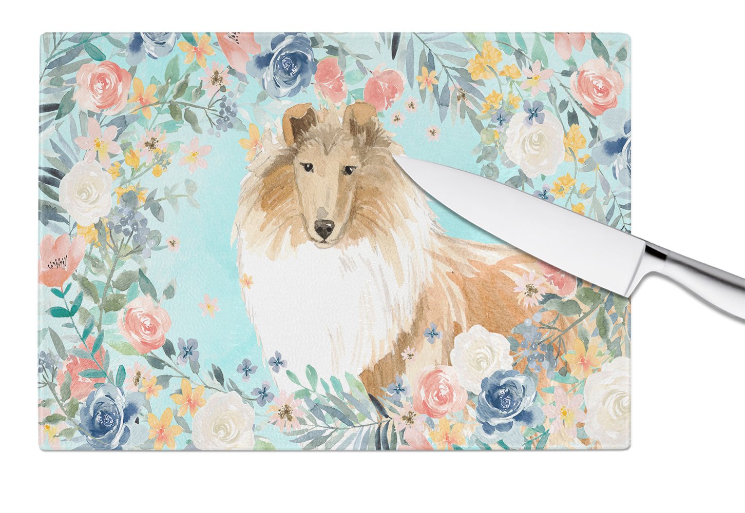 Collie Glass Cutting Board Large CK3414LCB by Caroline's Treasures