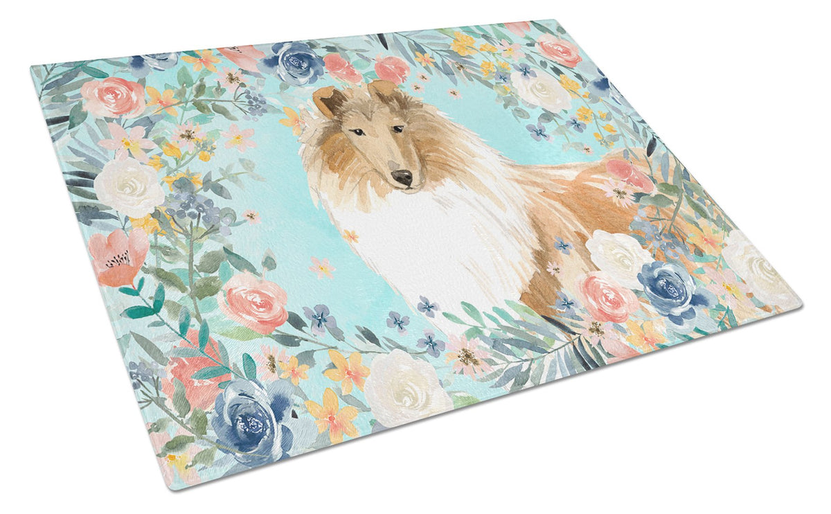 Collie Glass Cutting Board Large CK3414LCB by Caroline&#39;s Treasures
