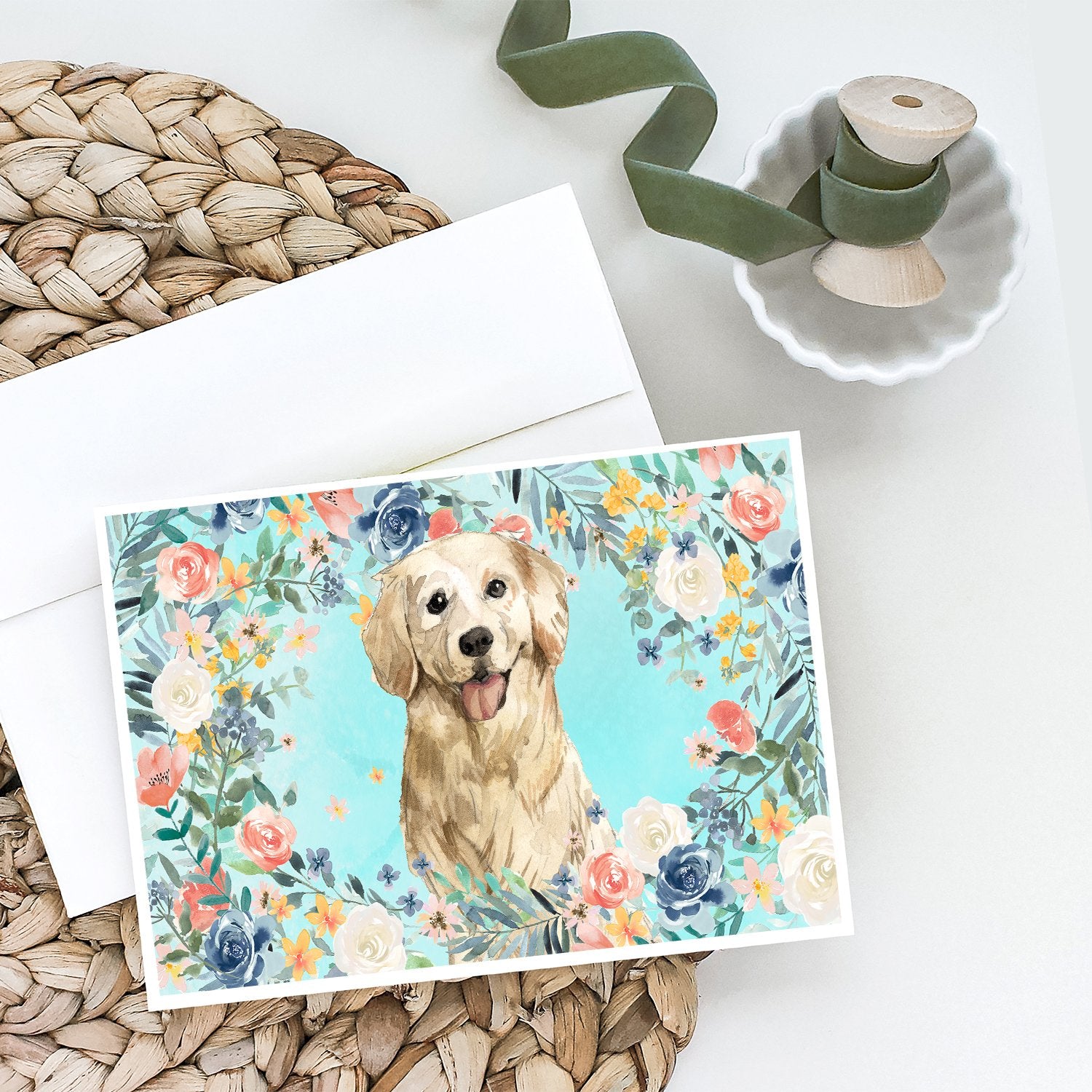 Golden Retriever Greeting Cards and Envelopes Pack of 8 - the-store.com