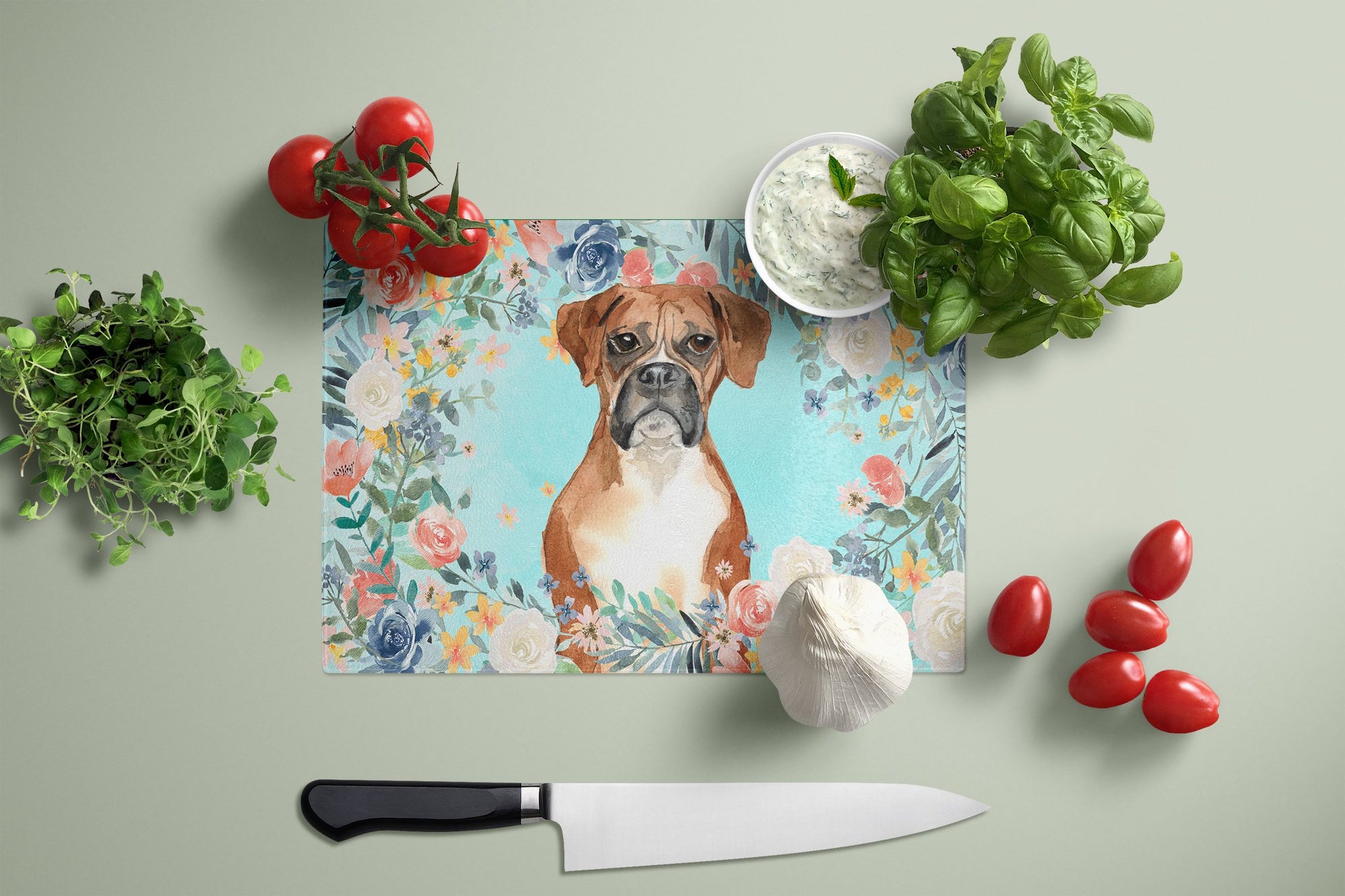 Boxer Glass Cutting Board Large CK3431LCB by Caroline's Treasures