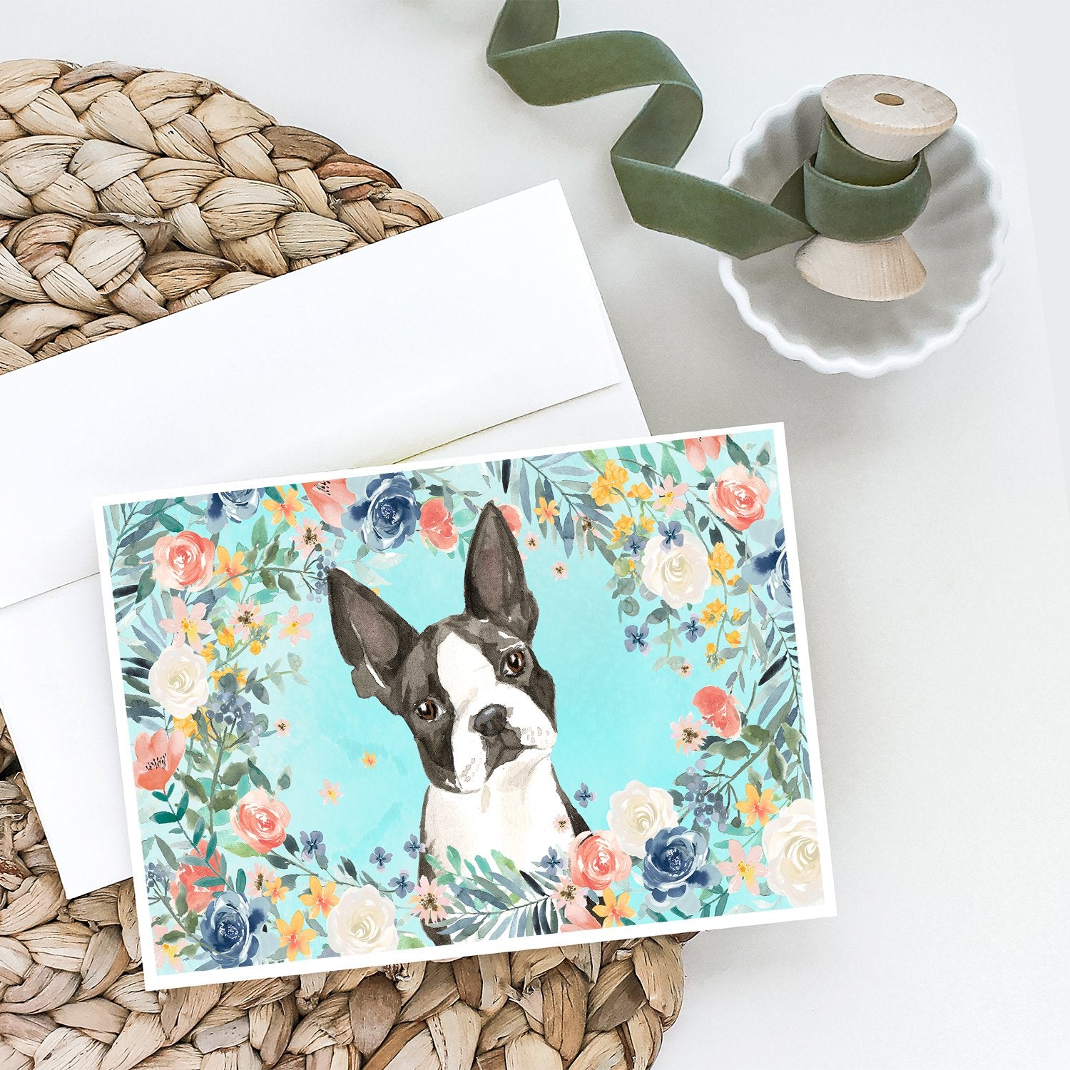 Boston Terrier Greeting Cards and Envelopes Pack of 8 - the-store.com