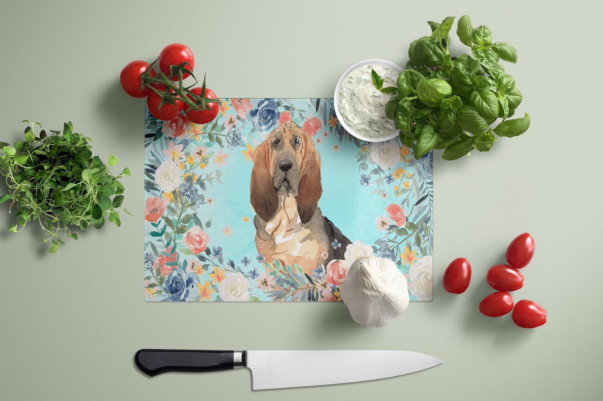 Bloodhound Glass Cutting Board Large CK3434LCB by Caroline's Treasures
