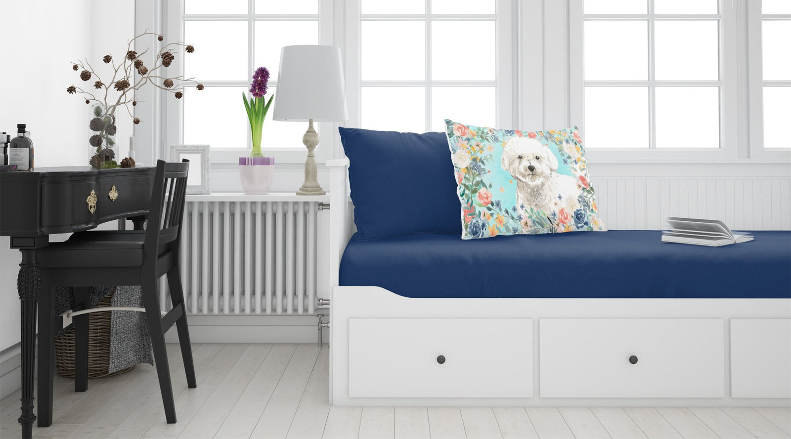 Caroline's Treasures Bichon Frise Standard Pillowcase – Artistic Decorative Front, White Back CK3435PILLOWCASE