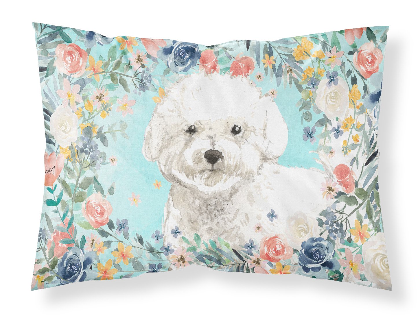 Caroline's Treasures Bichon Frise Standard Pillowcase – Artistic Decorative Front, White Back CK3435PILLOWCASE