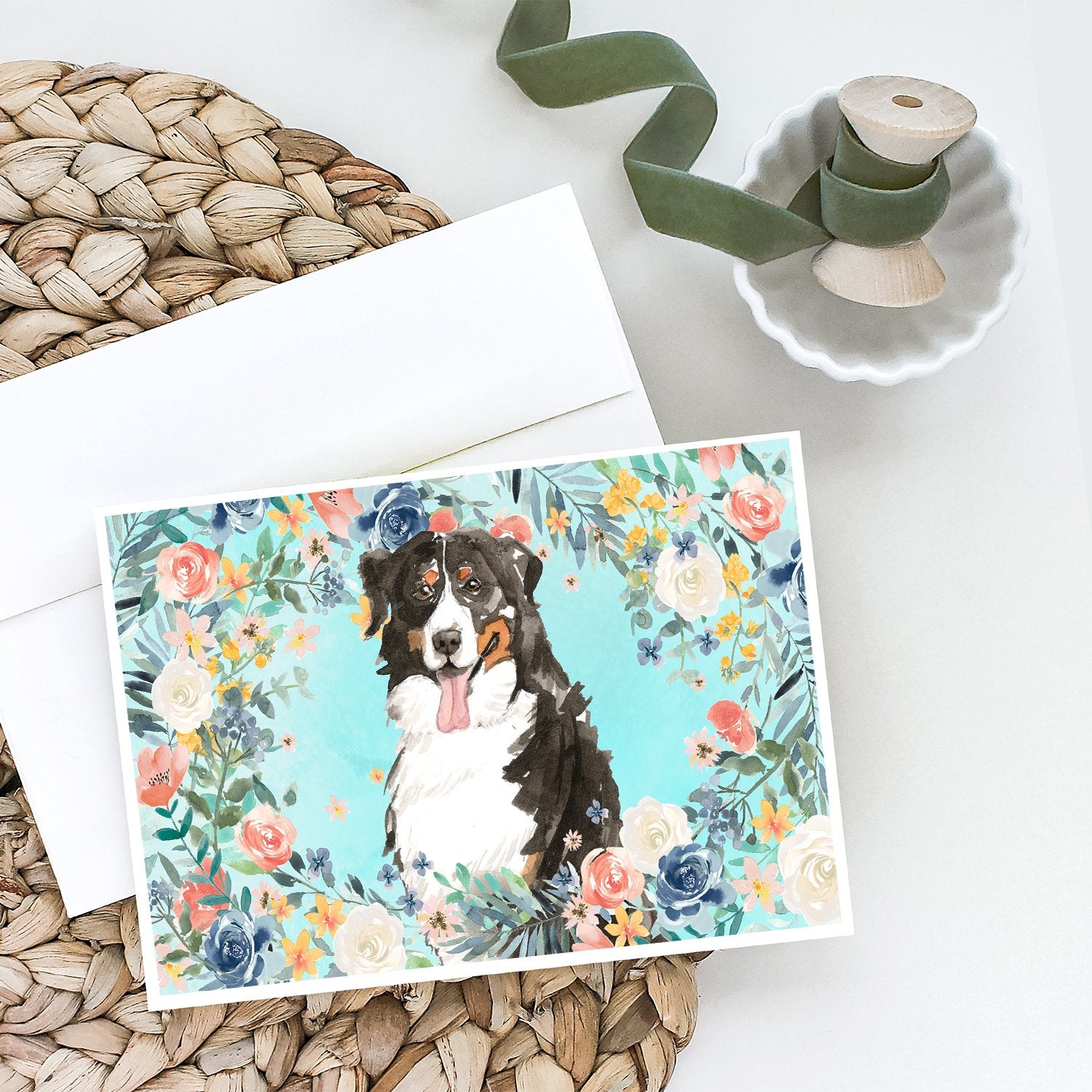 Bernese Mountain Dog Greeting Cards and Envelopes Pack of 8 - the-store.com