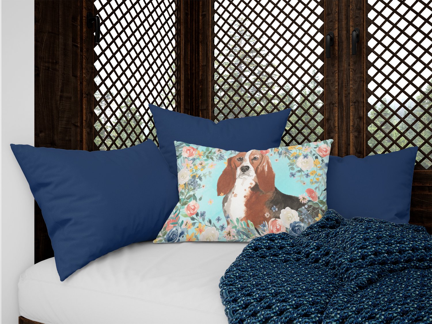 Basset Hound Canvas Fabric Decorative Pillow CK3437PW1216 by Caroline's Treasures