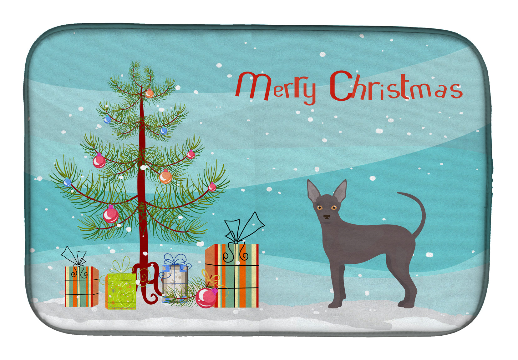 Abyssinian or African Hairless Dog Christmas Tree Dish Drying Mat CK3438DDM  the-store.com.