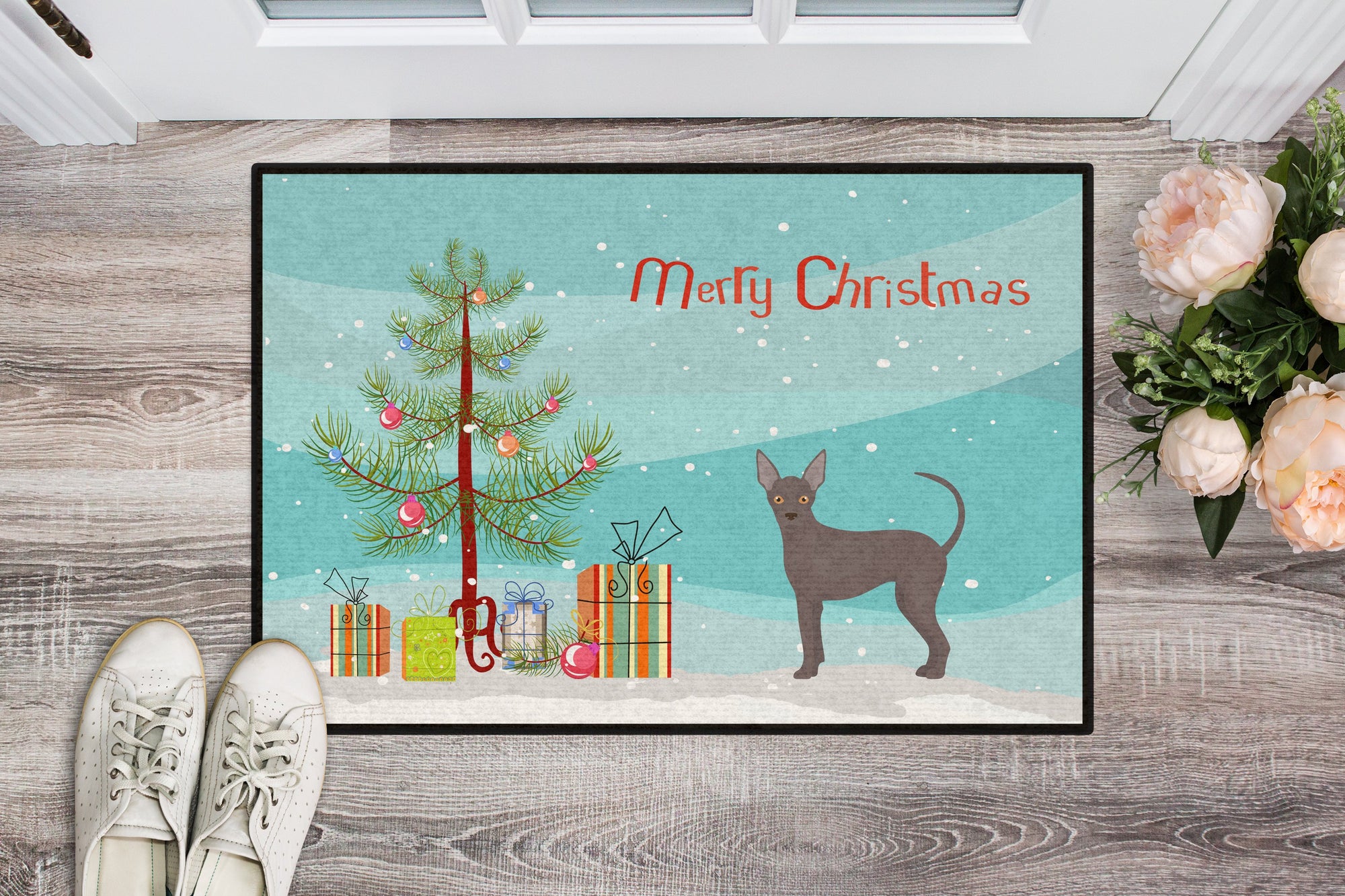 Abyssinian or African Hairless Dog Christmas Tree Indoor or Outdoor Mat 24x36 CK3438JMAT by Caroline's Treasures