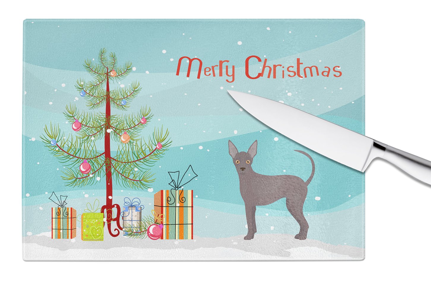 Abyssinian or African Hairless Dog Christmas Tree Glass Cutting Board Large CK3438LCB by Caroline's Treasures