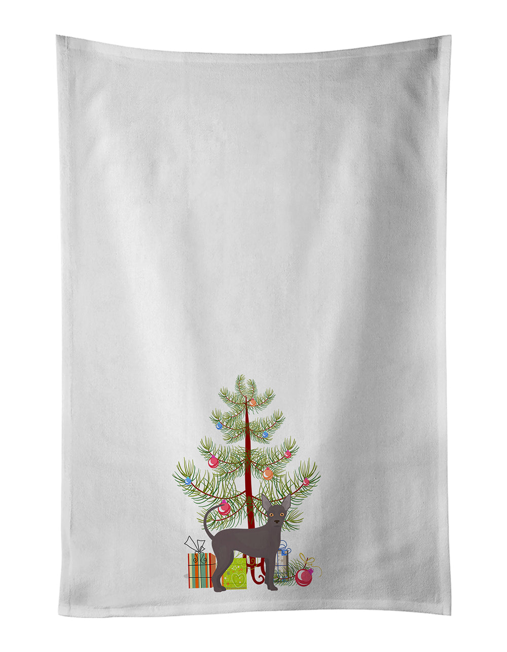Buy this Abyssinian or African Hairless Dog Christmas Tree White Kitchen Towel Set of 2