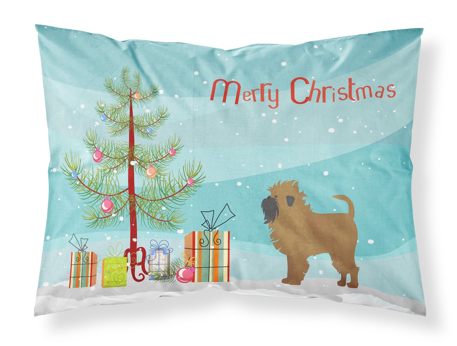Caroline's Treasures Tan Affenpinscher Christmas Tree Standard Pillowcase – Artistic Decorative Front, White Back CK3439PILLOWCASE