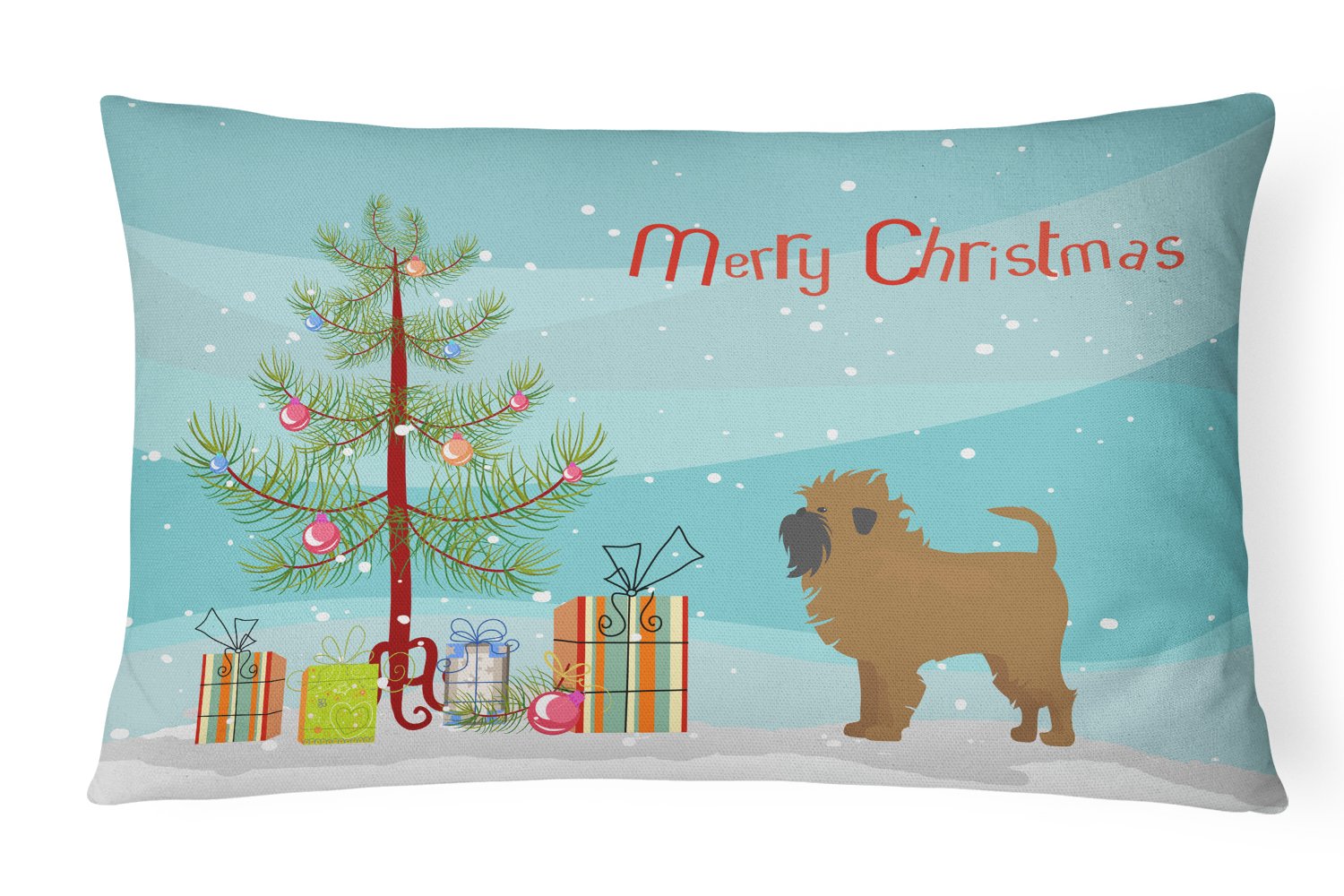 Caroline's Treasures Tan Affenpinscher Christmas Tree Canvas Fabric Decorative Pillow CK3439PW1216
