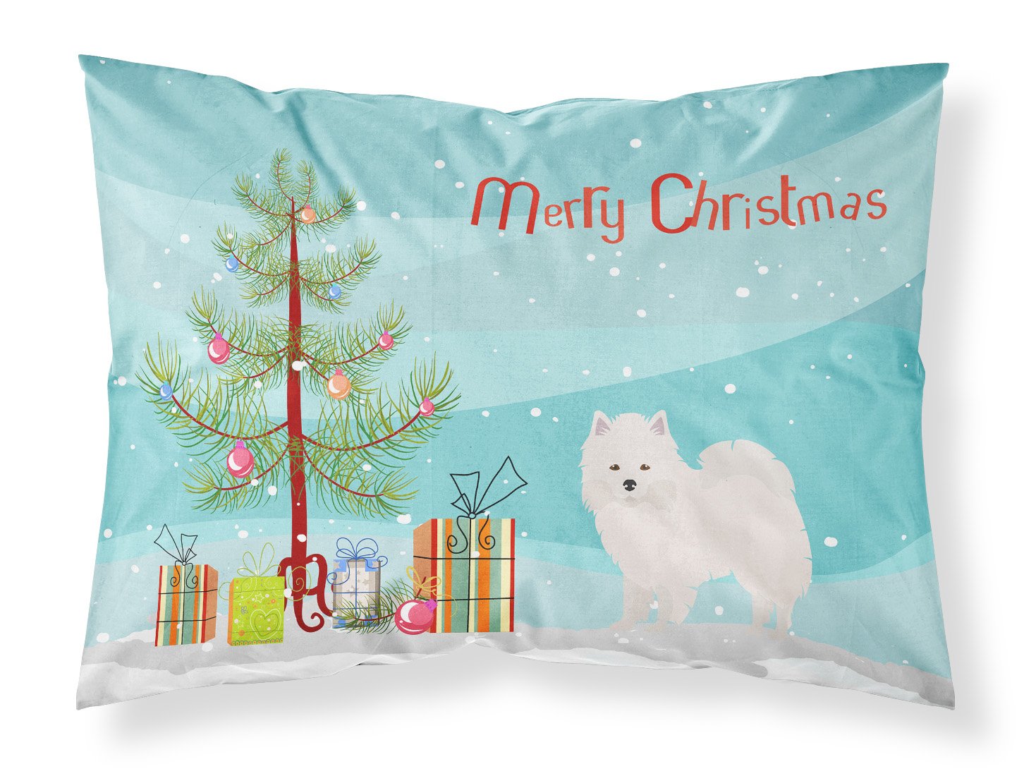 American Eskimo Christmas Tree Fabric Standard Pillowcase CK3441PILLOWCASE by Caroline's Treasures