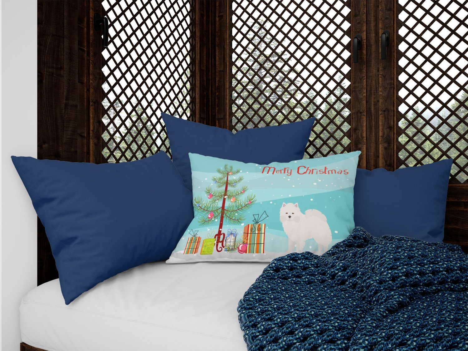 American Eskimo Christmas Tree Canvas Fabric Decorative Pillow CK3441PW1216 by Caroline's Treasures