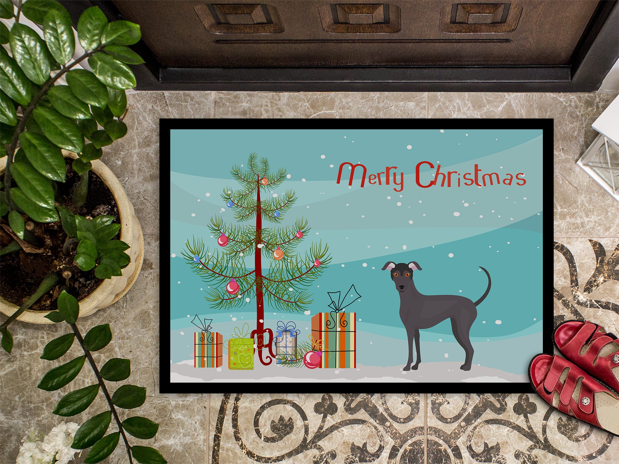 Argentine Pila Dog Christmas Tree Indoor or Outdoor Mat 18x27 CK3442MAT - the-store.com