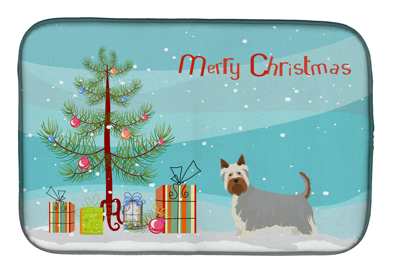 Australian Silky Terrier Christmas Tree Dish Drying Mat CK3443DDM