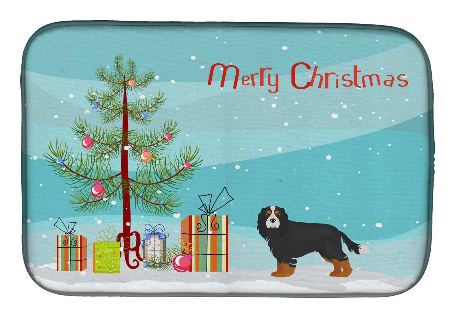 Cavalier King Charles Spaniel Tricolor Christmas Tree Dish Drying Mat CK3446DDM  the-store.com.