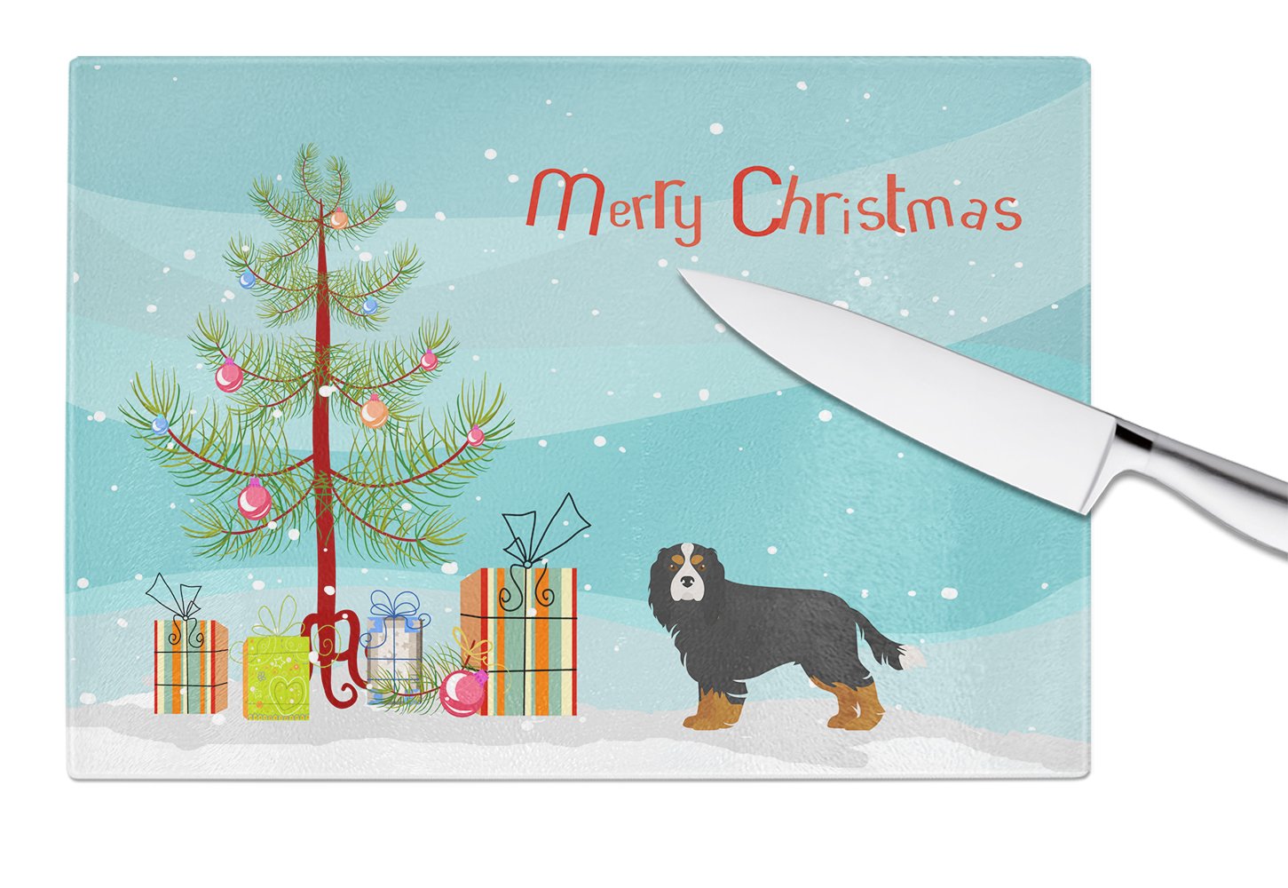 Cavalier King Charles Spaniel Tricolor Christmas Tree Glass Cutting Board Large CK3446LCB by Caroline's Treasures