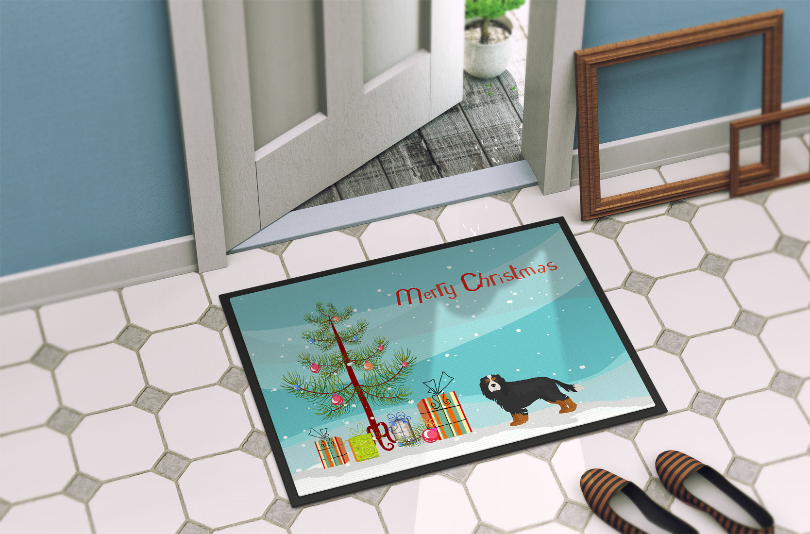 Cavalier King Charles Spaniel Tricolor Christmas Tree Indoor or Outdoor Mat 18x27 CK3446MAT - the-store.com
