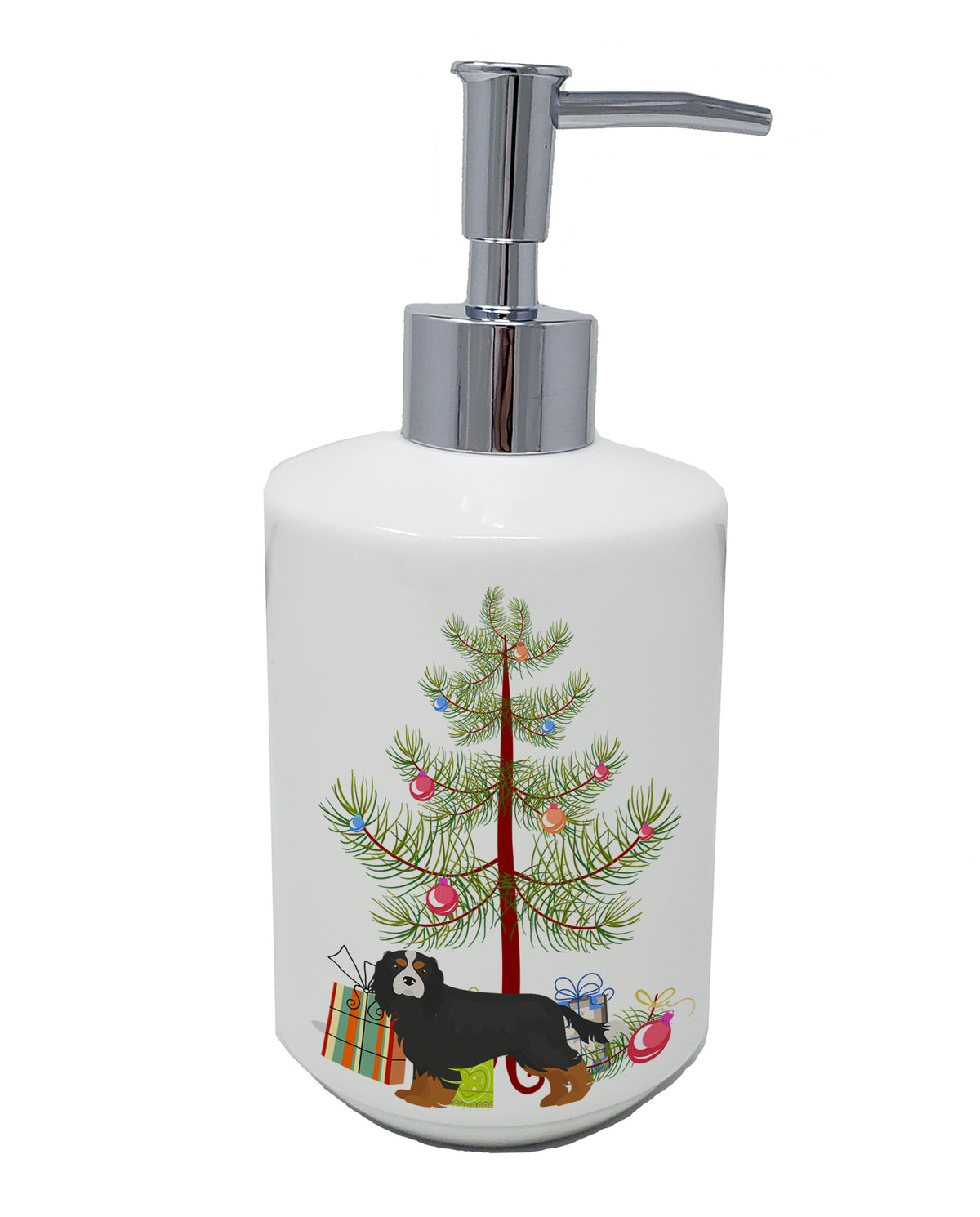 Buy this Cavalier King Charles Spaniel Tricolor Christmas Tree Ceramic Soap Dispenser