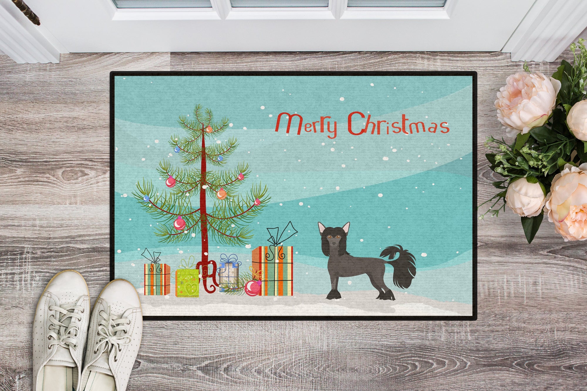 Chinese Crested Christmas Tree Indoor or Outdoor Mat 24x36 CK3447JMAT by Caroline's Treasures