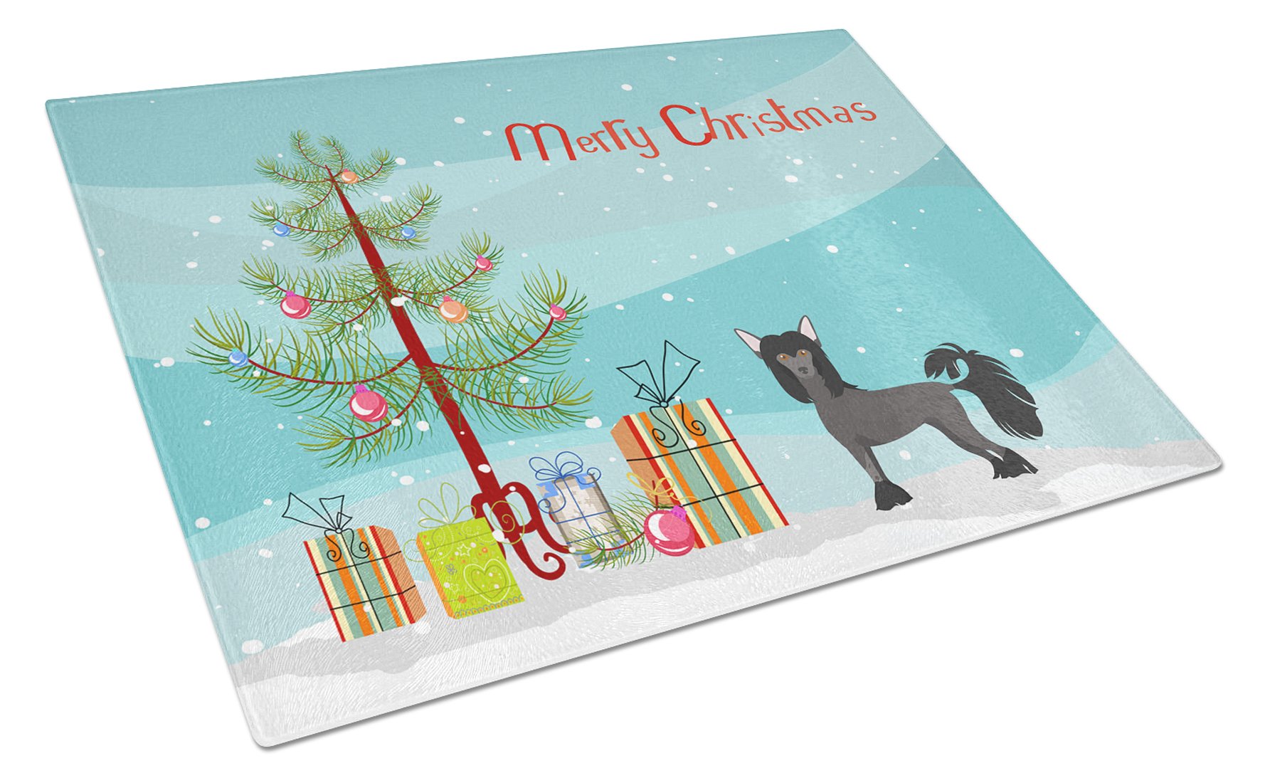 Chinese Crested Christmas Tree Glass Cutting Board Large CK3447LCB by Caroline's Treasures