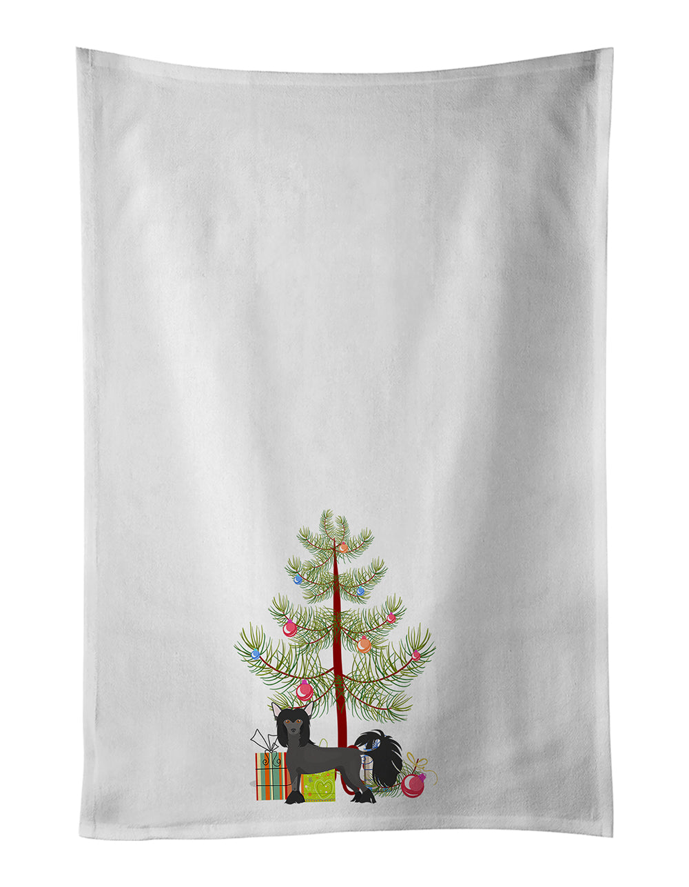 Buy this Chinese Crested Christmas Tree White Kitchen Towel Set of 2