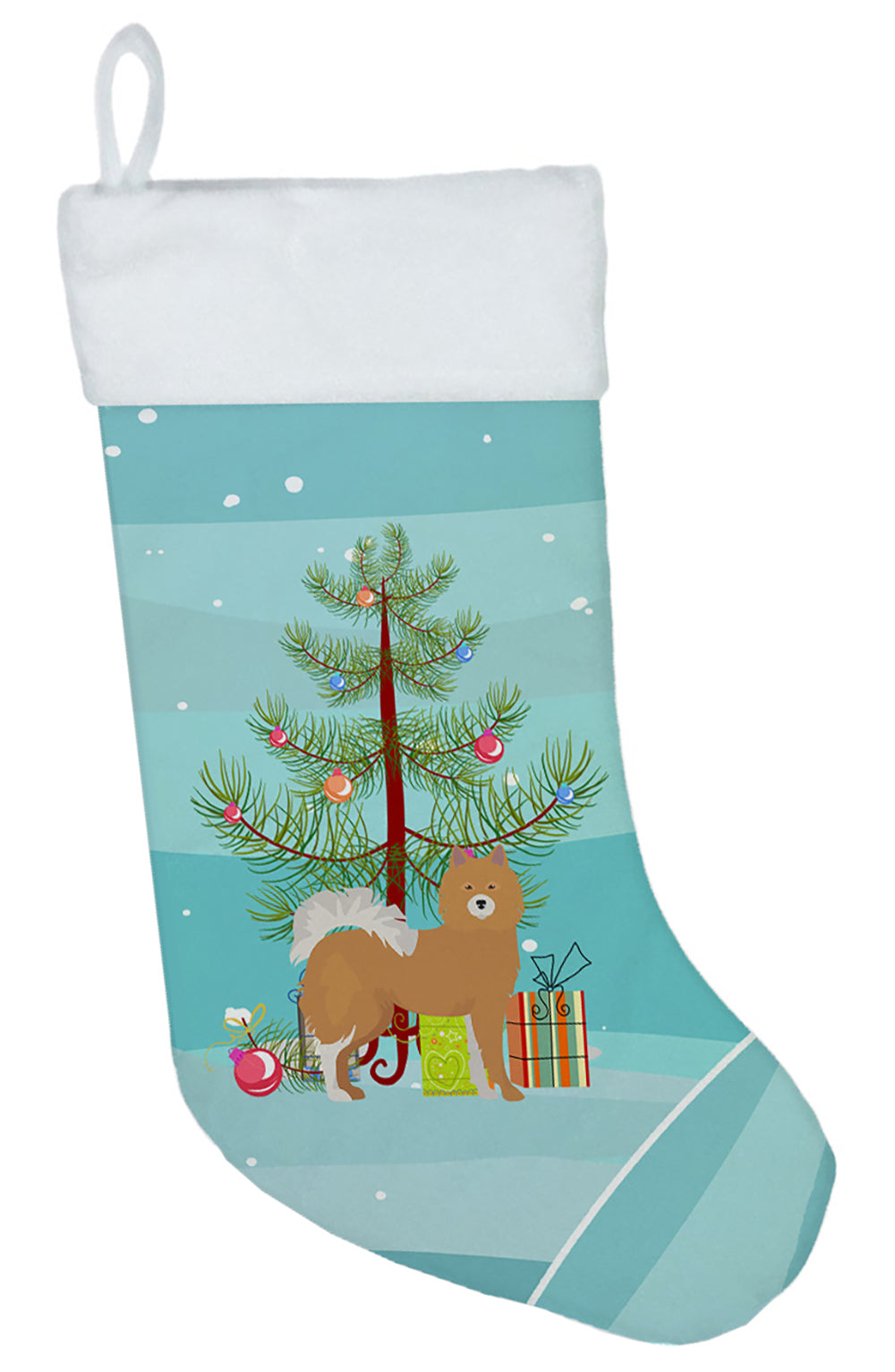 Brown &amp; White Elo dog Christmas Tree Christmas Stocking CK3451CS