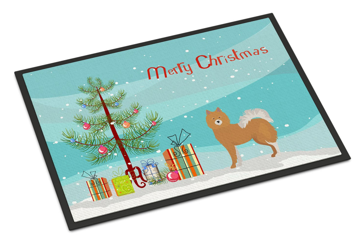 Brown &amp; White Elo dog Christmas Tree Indoor or Outdoor Mat 24x36 CK3451JMAT by Caroline&#39;s Treasures