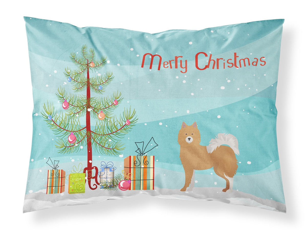 Brown &amp; White Elo dog Christmas Tree Fabric Standard Pillowcase CK3451PILLOWCASE by Caroline&#39;s Treasures