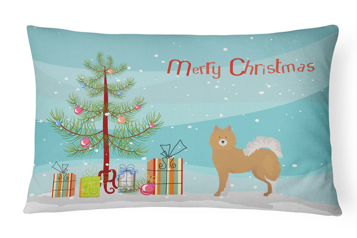 Brown &amp; White Elo dog Christmas Tree Canvas Fabric Decorative Pillow CK3451PW1216 by Caroline&#39;s Treasures
