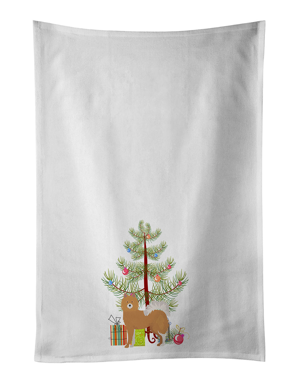 Buy this Brown &amp; White Elo dog Christmas Tree White Kitchen Towel Set of 2