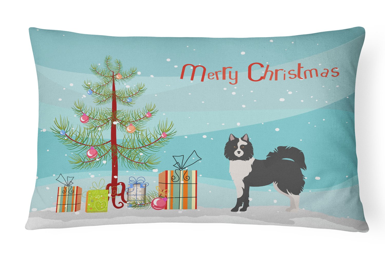 Black and White Elo dog Christmas Tree Canvas Fabric Decorative Pillow CK3452PW1216 by Caroline's Treasures