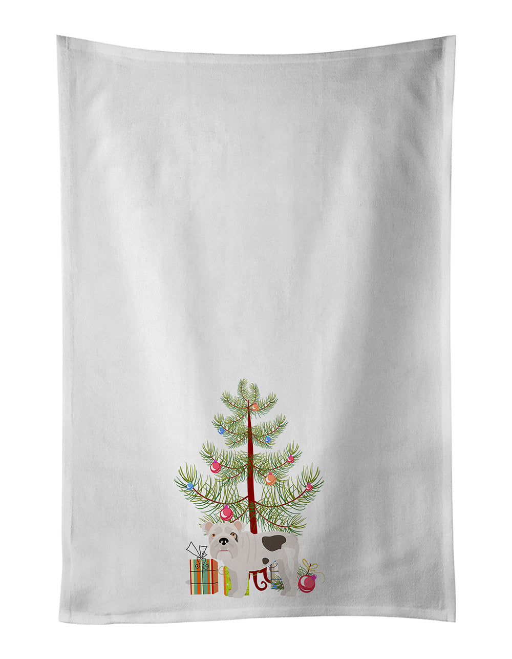 Buy this Bulldog, English Bulldog Christmas Tree White Kitchen Towel Set of 2