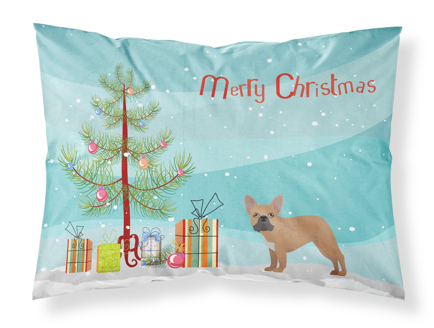 Caroline's Treasures French Bulldog Christmas Tree Standard Pillowcase – Artistic Decorative Front, White Back CK3455PILLOWCASE