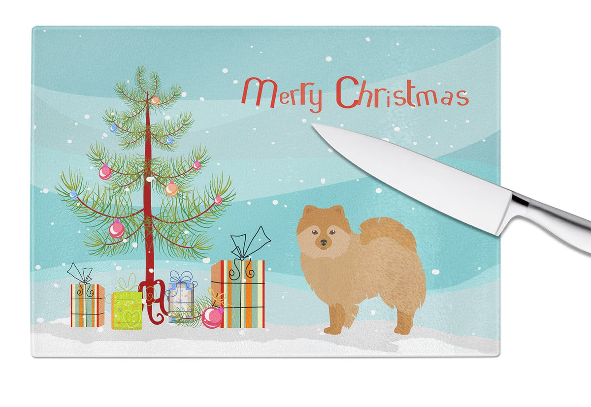 Caroline's Treasures German Spitz Christmas Tree Glass Cutting Boards – Durable, Decorative Kitchen Art Large CK3456LCB