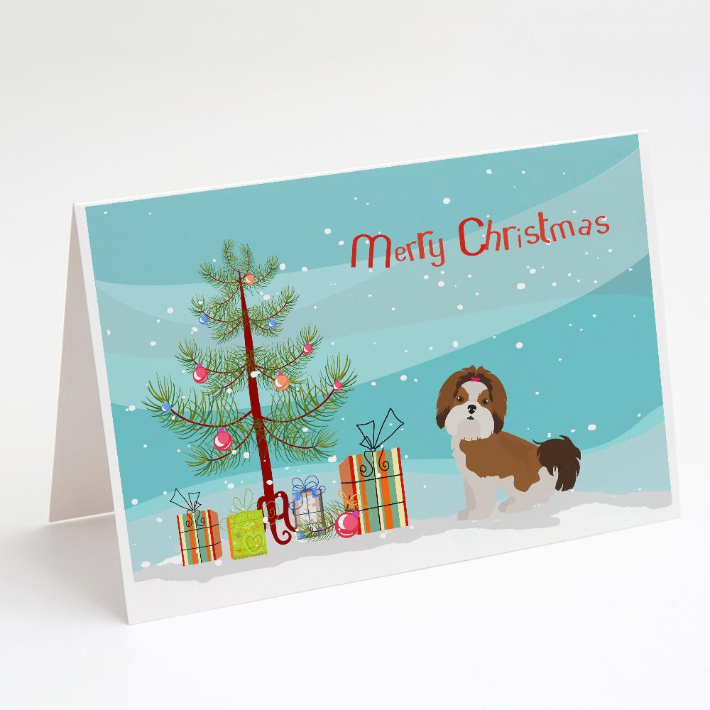 Buy this Imperial Shih Tzu Christmas Tree Greeting Cards and Envelopes Pack of 8