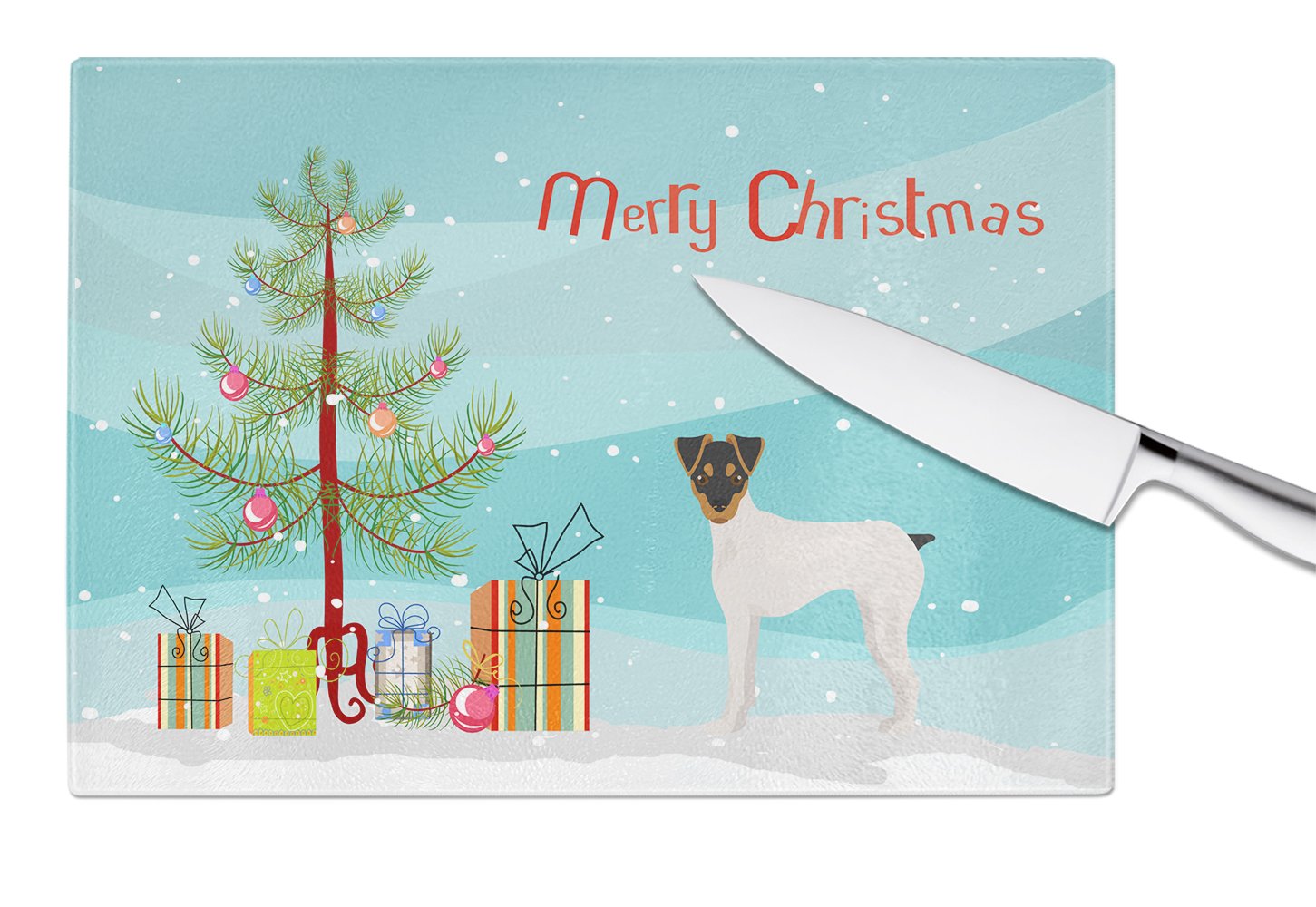 Japanese Terrier Christmas Tree Glass Cutting Board Large CK3464LCB by Caroline's Treasures