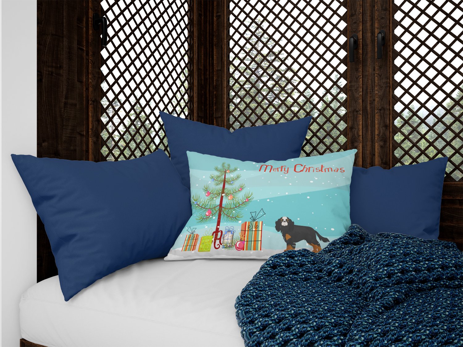 Cavalier King Charles Spaniel Christmas Tree Canvas Fabric Decorative Pillow CK3465PW1216 by Caroline's Treasures