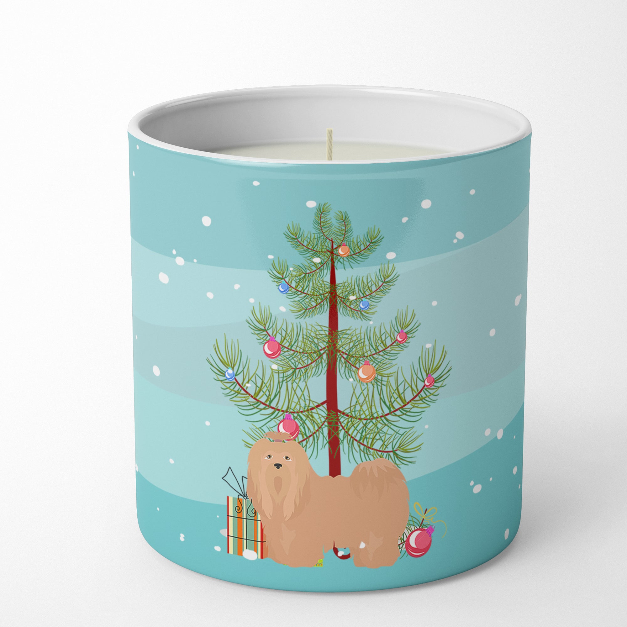 Buy this Tan Lhasa Apso Christmas Tree 10 oz Decorative Soy Candle