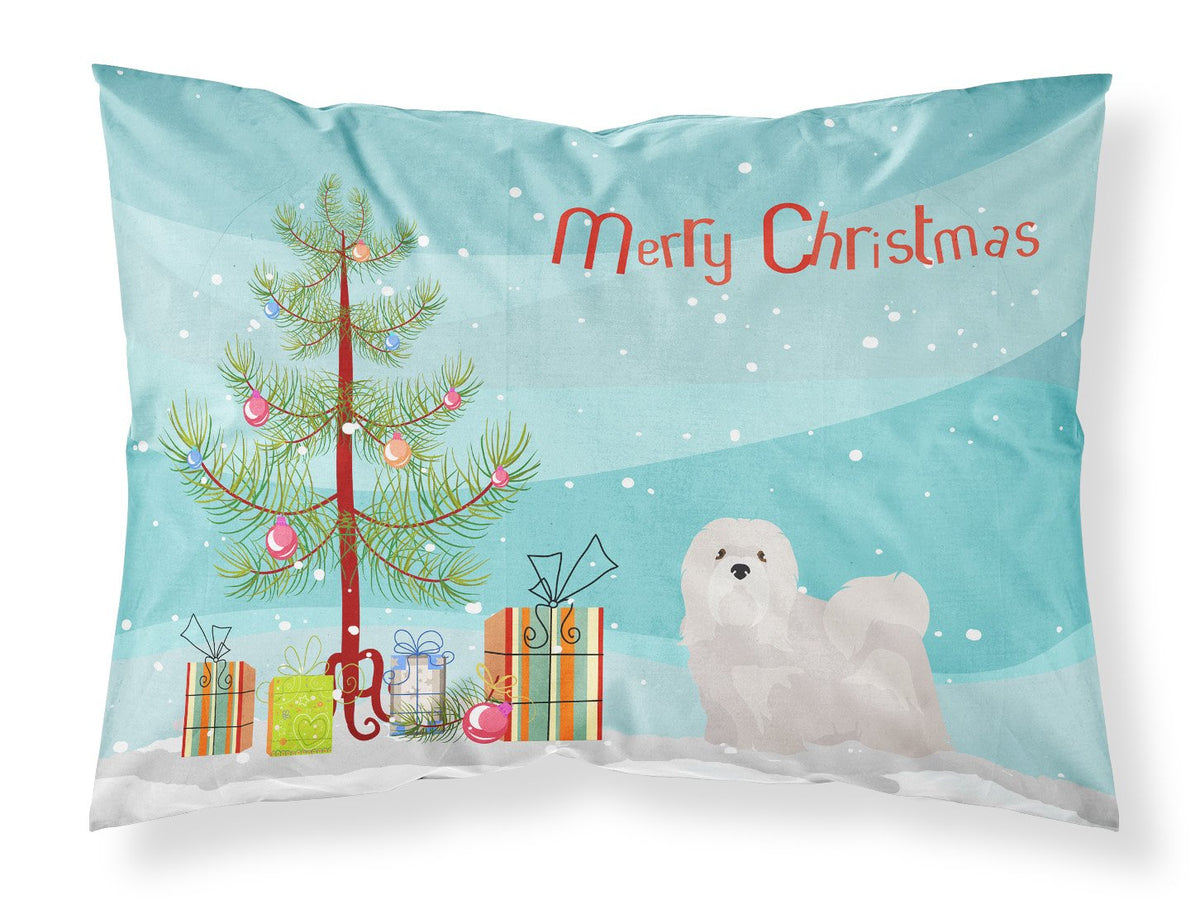 White Lhasa Apso Christmas Tree Fabric Standard Pillowcase CK3469PILLOWCASE by Caroline&#39;s Treasures