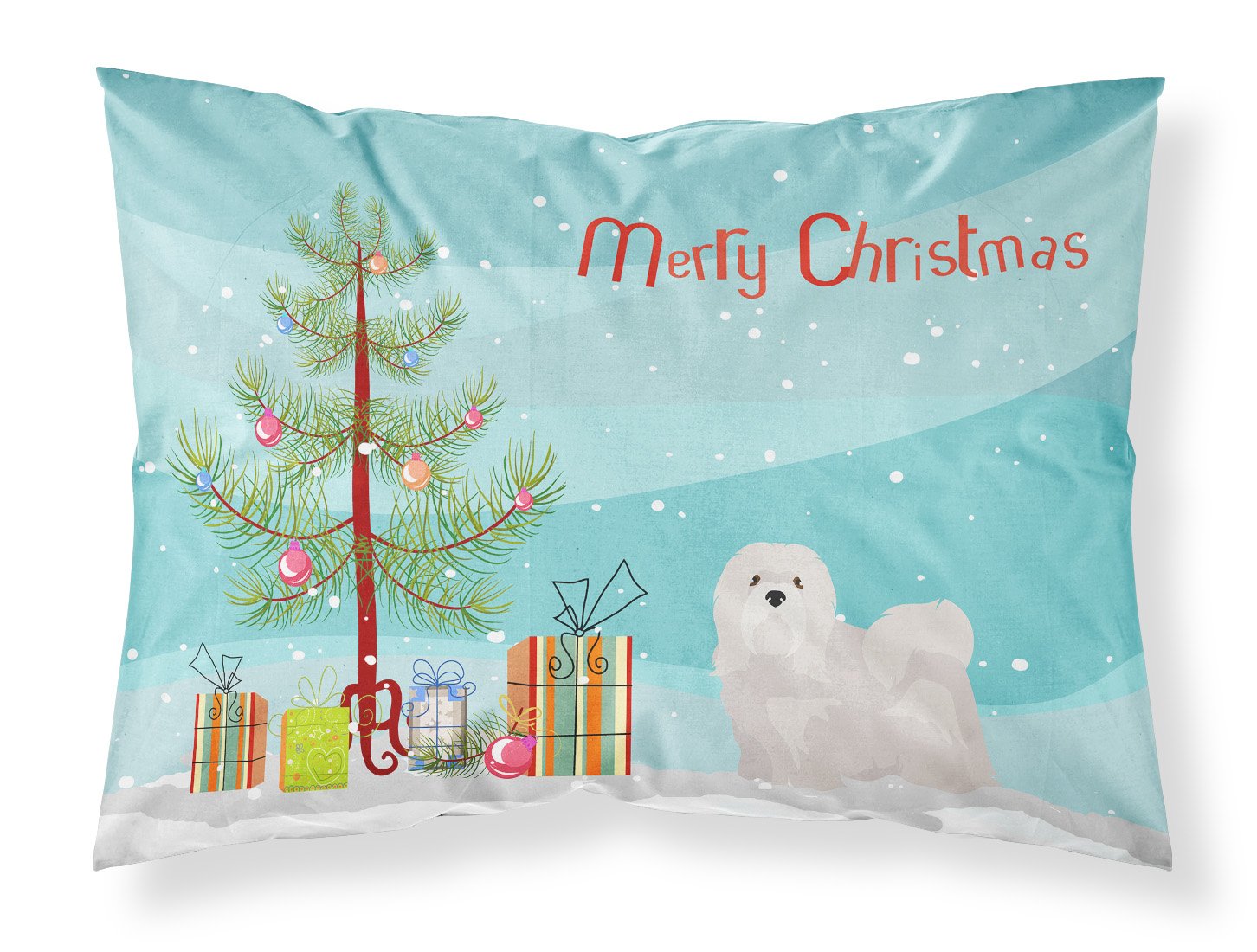 White Lhasa Apso Christmas Tree Fabric Standard Pillowcase CK3469PILLOWCASE by Caroline's Treasures