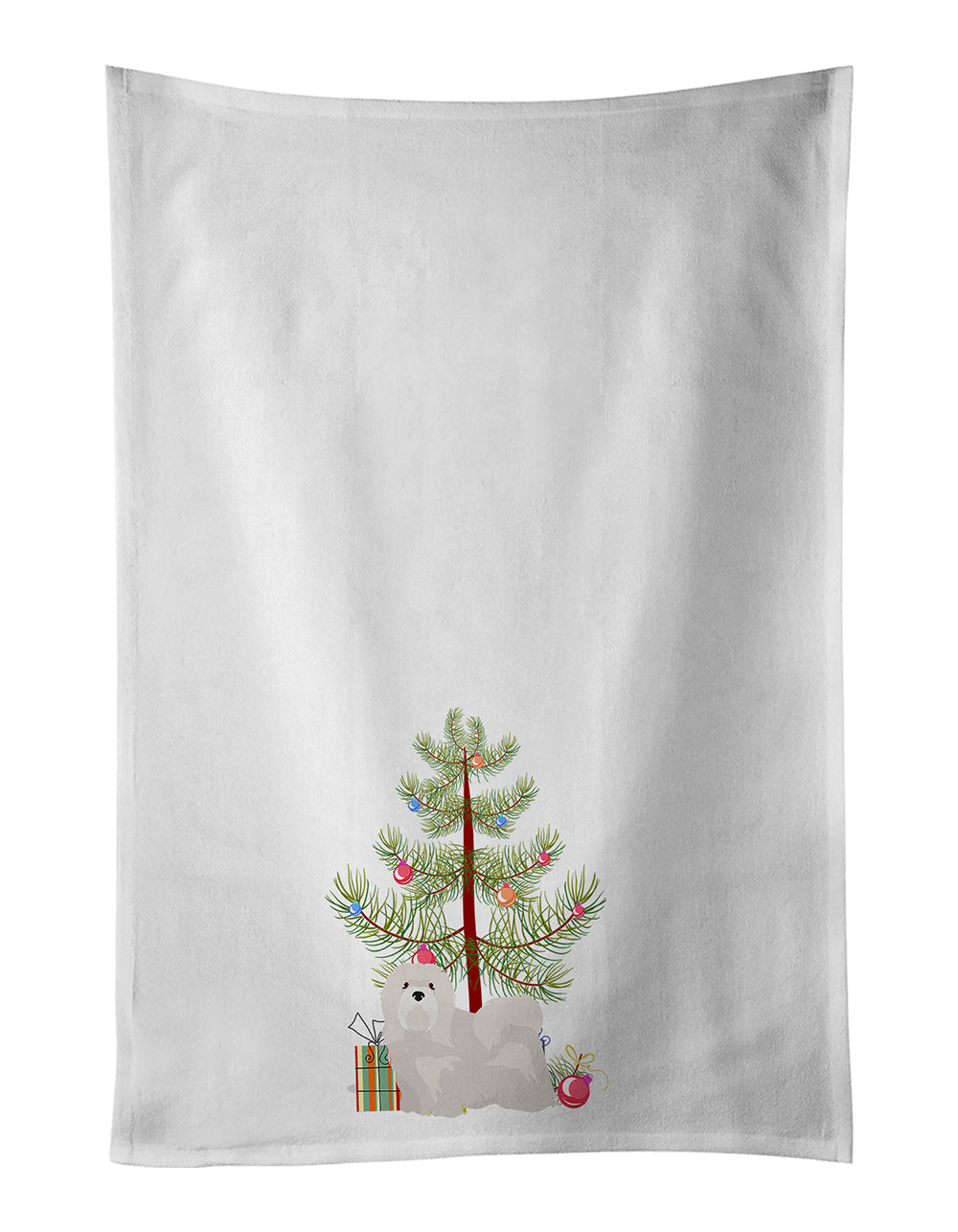 Buy this White Lhasa Apso Christmas Tree White Kitchen Towel Set of 2