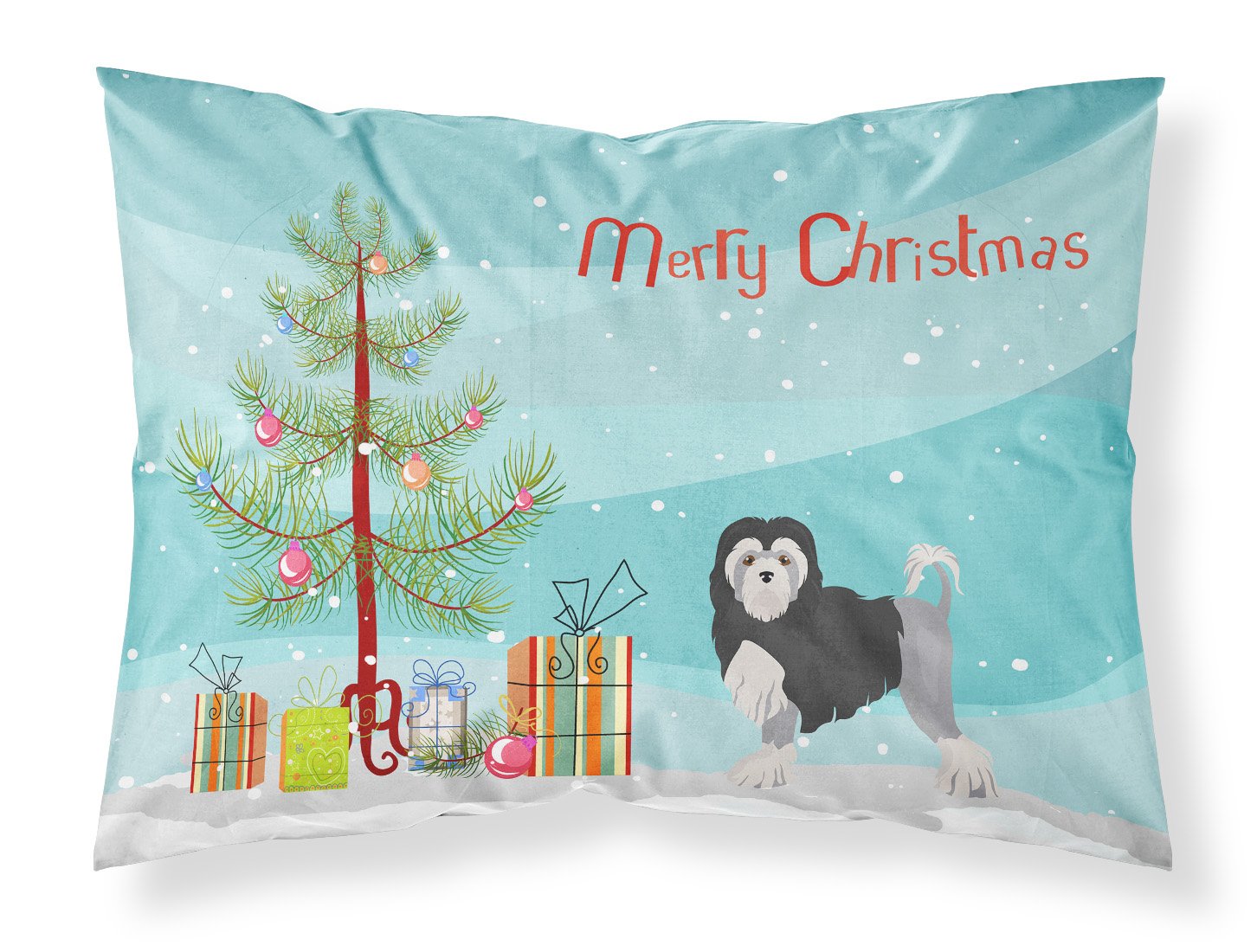 Löwchen or Little Lion Dog Christmas Tree Fabric Standard Pillowcase CK3470PILLOWCASE by Caroline's Treasures